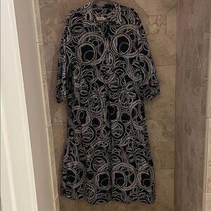 Anthropologie Black and White Swirl Long Sleeve Dress